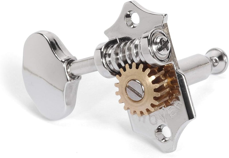 Tonebird Grover V97-18NA STA-TITE 18:1 Open Gear Guitar Tuners Vintage Style Nickel Tuning Machines 3+3 with Butter Bean Button For Solid (Vertical) Headstock with Dunlop Polish Cloth Bundle - Image 3